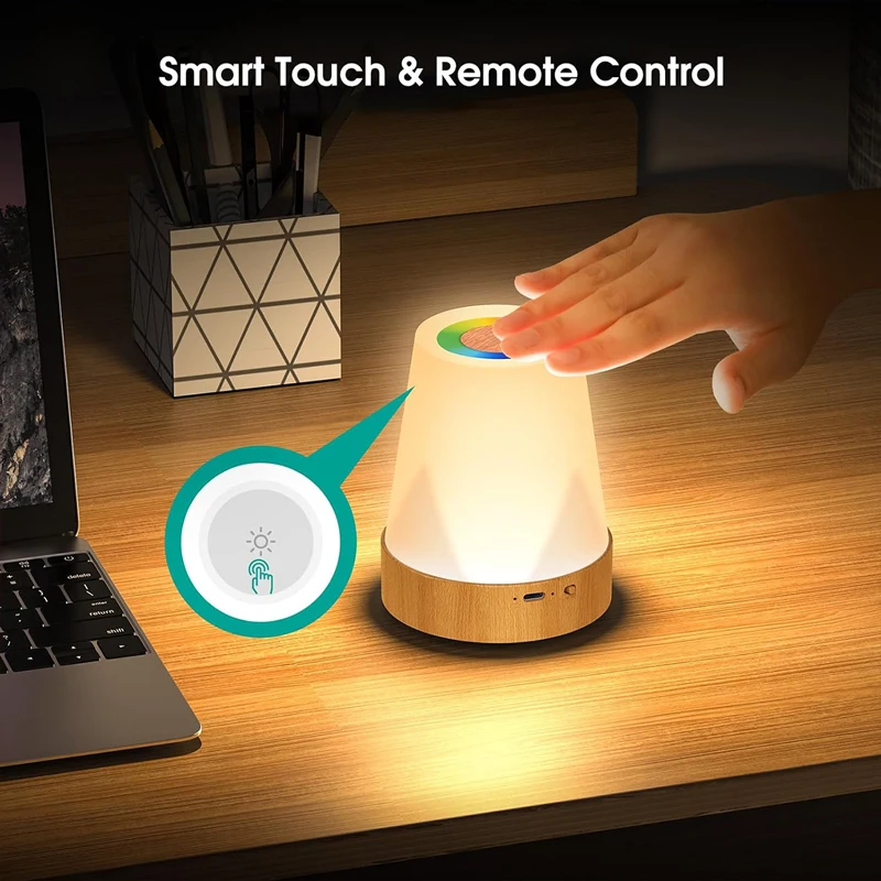 LED 13-color night light，USB Rechargeable Bedside Lamp, Remote Controls RGB Atmosphere Light For Bedroom Living Room, Party