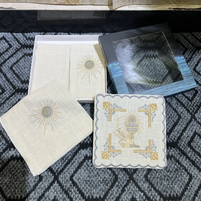 

Nine Fold Cloth Father Mass Liturgy Chalice Coaster Gauze Embroidery Pall Corporal Saran Wrap Catholicism Ceremony Supplies