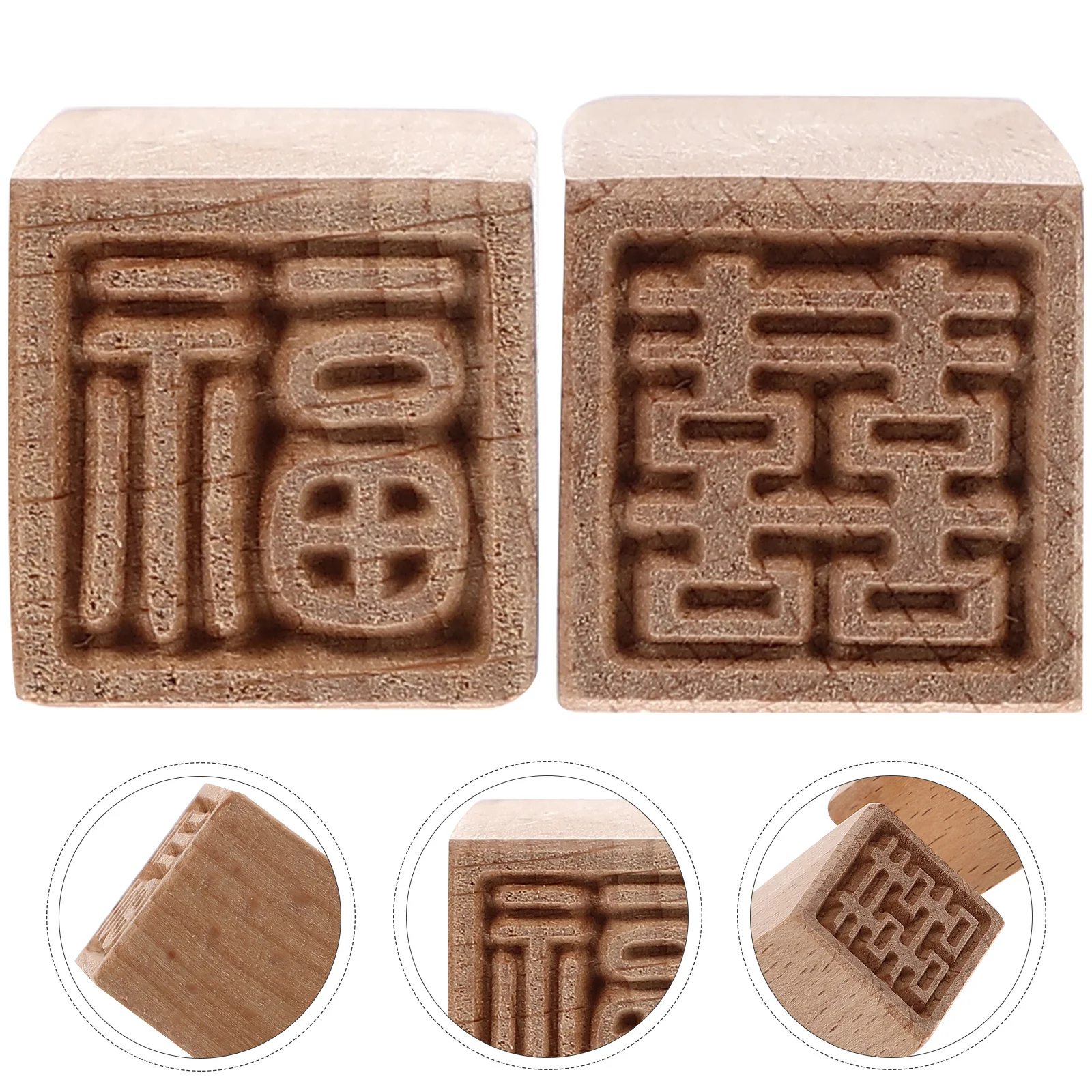 

2Pcs Wooden Moon Cake Stampers Auspicious Design Baking Mold Cake Decoration Tool for DIY Pastry Dessert Chocolate Candy Mousse