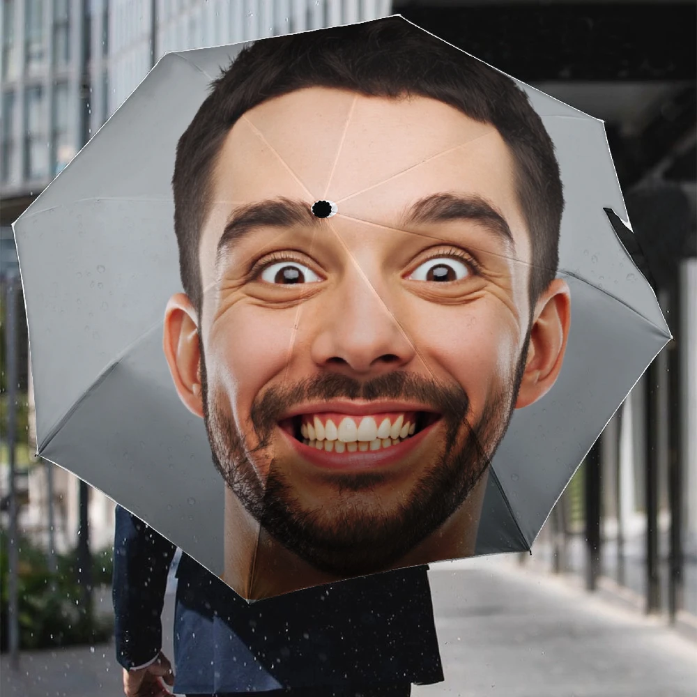 Custom Print Folding Umbrella, Personalized Pattern Photo Customized Compact Travel Umbrella, Windproof Water Repellent UPF50+