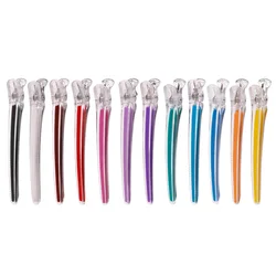 12pcs 프로 원활한 악어 클립 헤어 클립 이발소 이발 섹션 머리핀 살롱 가정용 스타일링 도구 액세서리