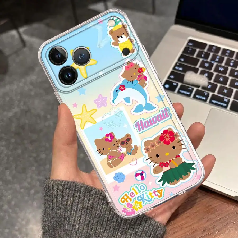 Cartoon Sanrio Hello Kitty Clear Phone Cover Case for Apple iPhone 17 Pro Max 12 17e 11 XS XR 15 16e 16 Air 14 Plus 13 Mini view 2