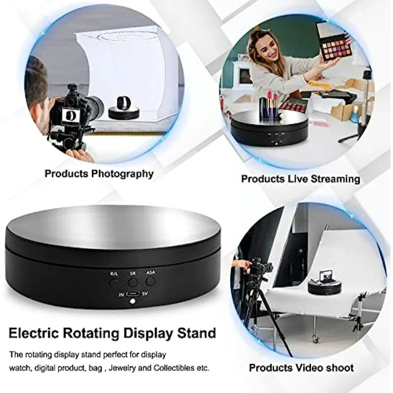 5.4 in Rotating Display Stand,360 Degree Motorized Turntable Display Stand for Photography Products and Shows 138mm Black,White image 2