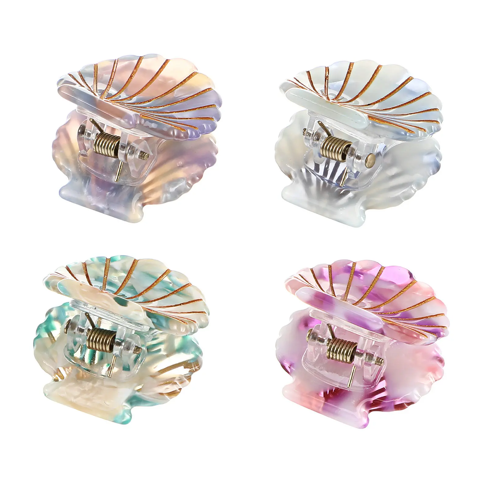 4Pcs Shell Small Claw Clips Hair Accessories for Women Tiny Hair Clips Daily Use Star Claw Clip