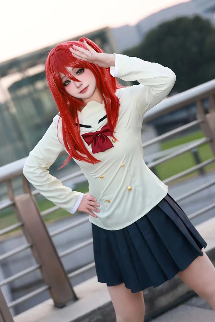 أزياء Ikuyo Kita أنيمي Bocchi The Rock التأثيرية فستان أحمر شعر مستعار تنورة الجوارب JK موحدة كرنفال حفلة كوس دعوى للفتيات والنساء
