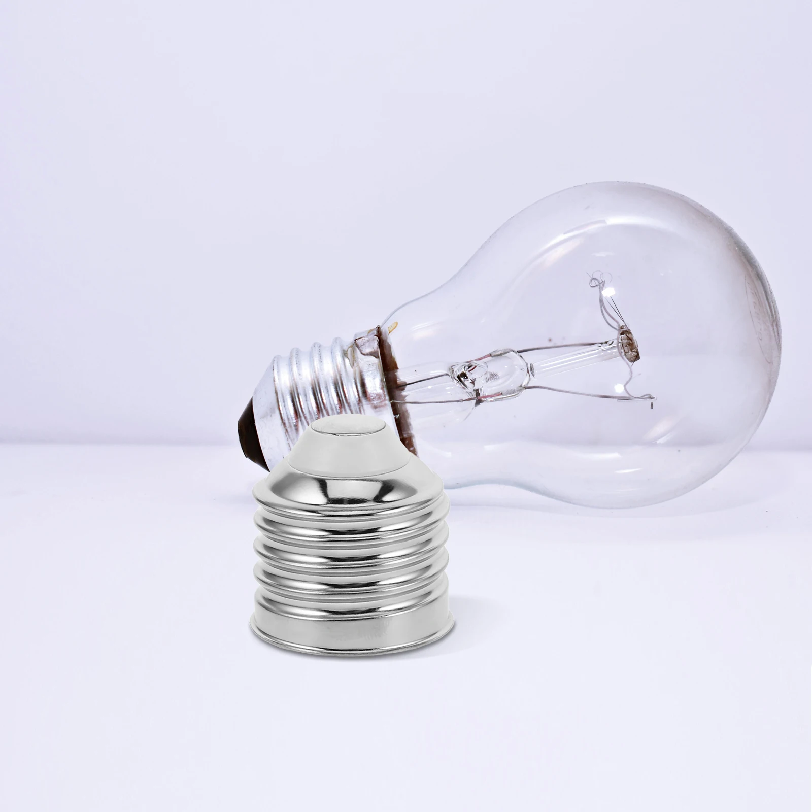 

50Pcs E26 Aluminum Nickel-Plated Light Socket Adapter Screw-in Lamp Base Holder for Home Office Lighting Fixture