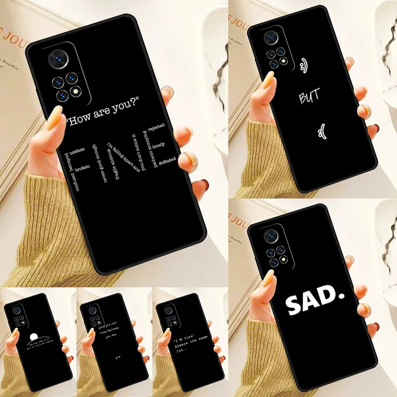 Sad depression Black Word Case For Samsung Galaxy S24 Plus S23 S20 S21FE Lite S22 Ultra Note 20 S8 S9 S10 Phone Coque