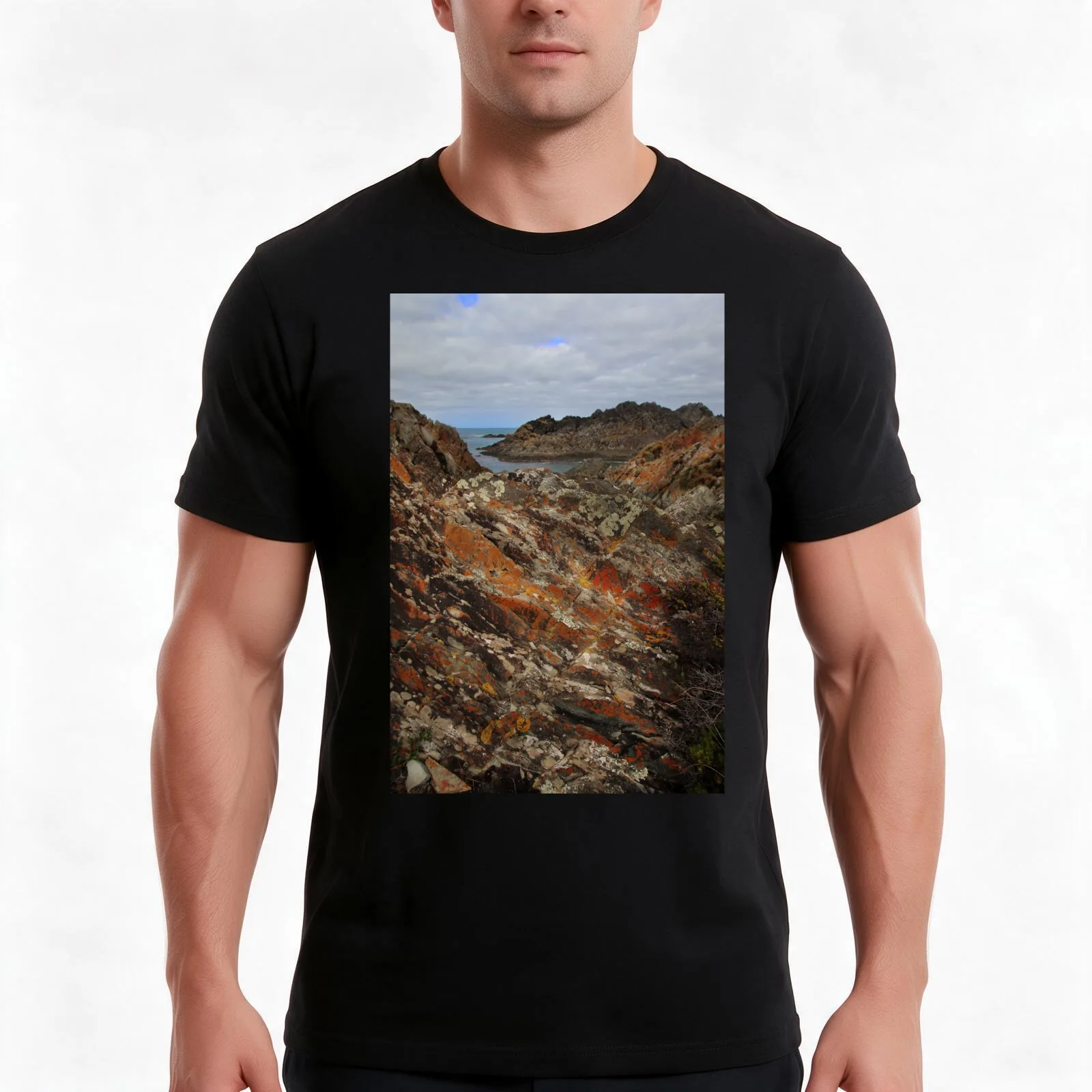 lichen covered outcrops at Sarah Ann Rocks (Tasmania) T-Shirt, Summer Casual Cotton Tee, Oversized Streetwear Tops, 100% Cotton