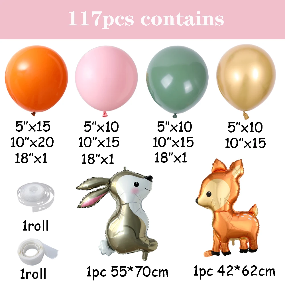 Jungle Safari Birthday Party Animal Balloons Garland Arch Kit Fox Sika Deer Raccoon Kids Baby Shower Decoration Wedding Supplies