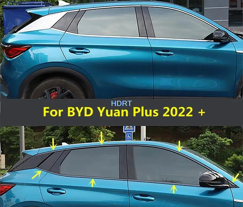 

Car Stying 14pcs Black Door Window Strip Sequins Accessories Cover Sticker Trim Moulding Frame For BYD Yuan Plus Atto 3 2022 +