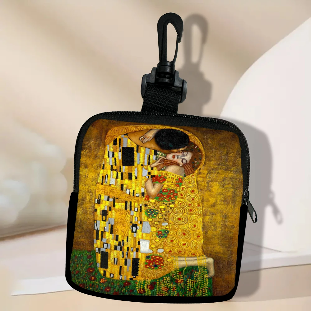 Goldmaler-Künstler Gustav Klimt Münzgeldbörse mit großem Fassungsvermögen, wasserdichte digitale Münzgeldbörse, Aufbewahrungstasche, ideale Wahl für Geschenke