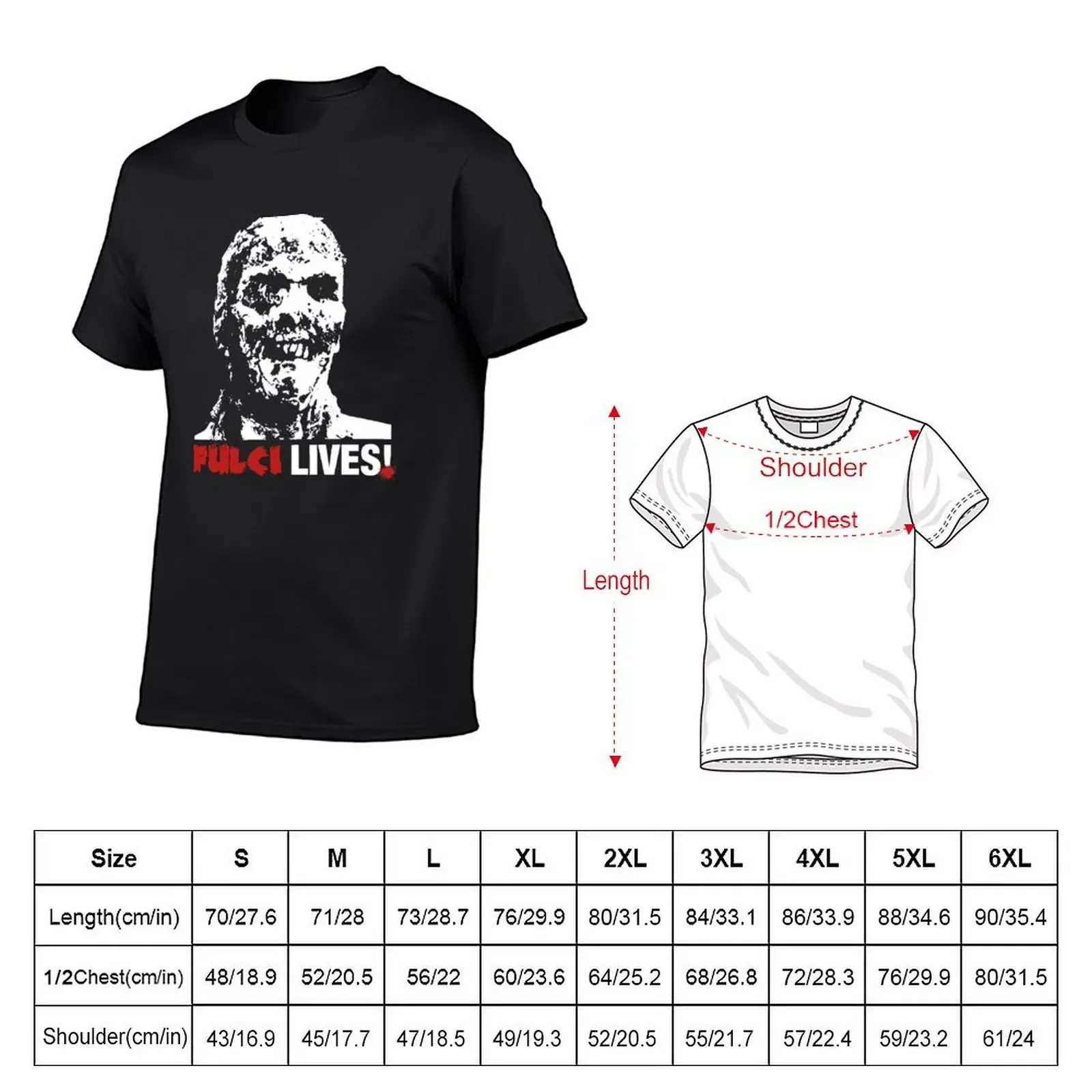 Fulci Lives! Zombie Horror Movie T-Shirt Animal Print For Boys Short Sleeve Tee Men's T-Shirt