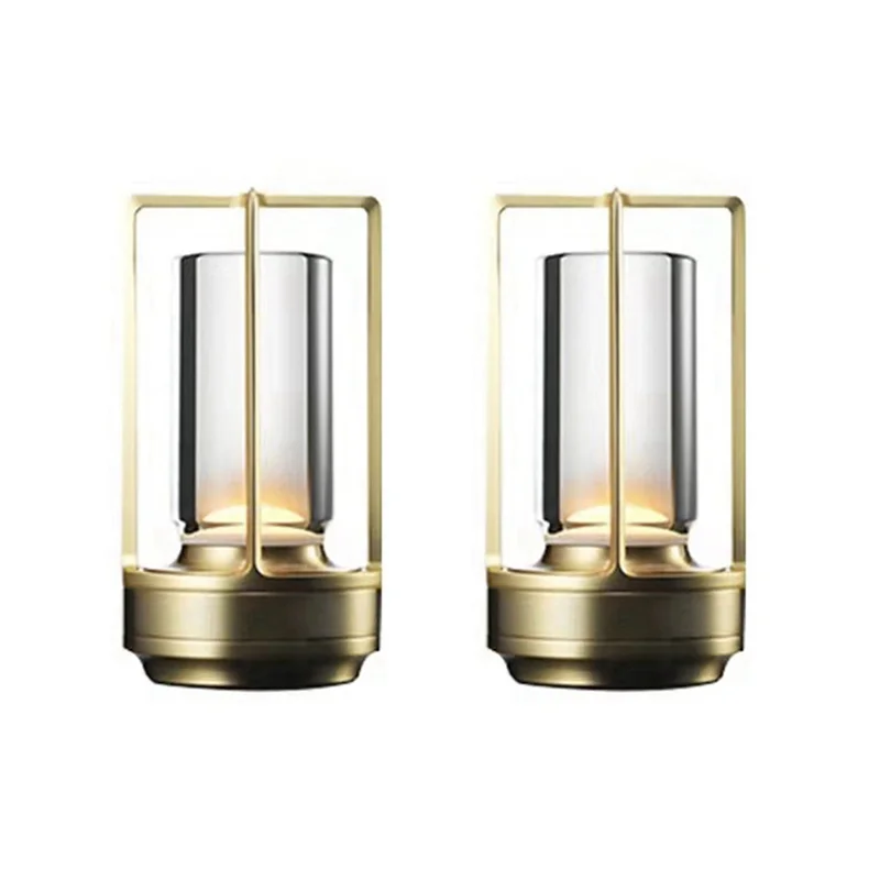 

ABUP-2X 2600Mah Rechargeable LED Table Lamp Modern Touch Adjustment Table Lamp For Bedroom Restaurant Decoration Light Gold