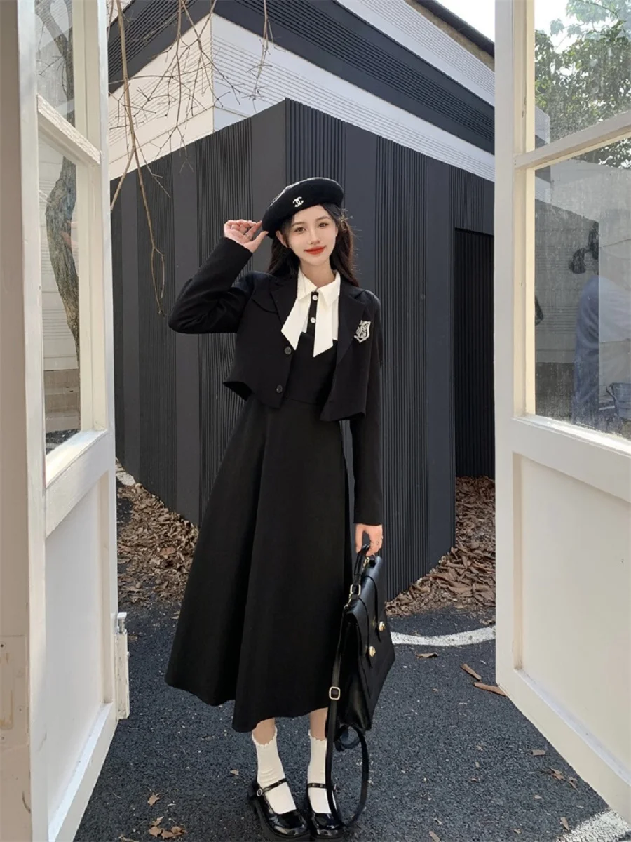 

Большой размер College Sle Design Утягивающий комплект из двух предметов Женский осенне-зимний костюм irt Dr Fake из двух предметов Корейский костюм для поездок на работу St...