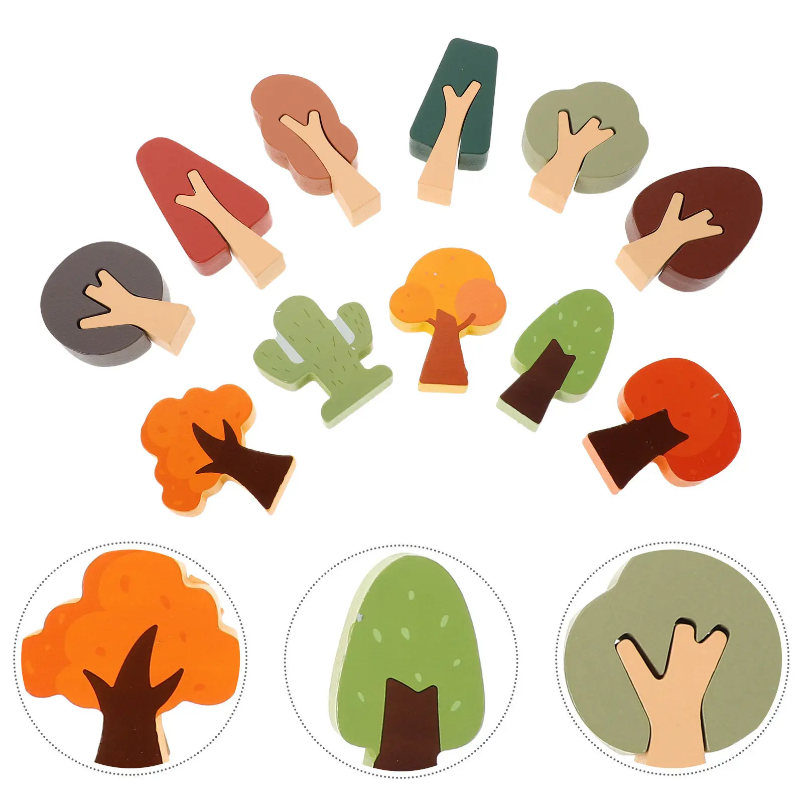 

11Pcs Wooden Craft Forest Trees Accessories Miniature Natural Wood Landscape Scenes for Preschool Learning Fairy Garden Cake