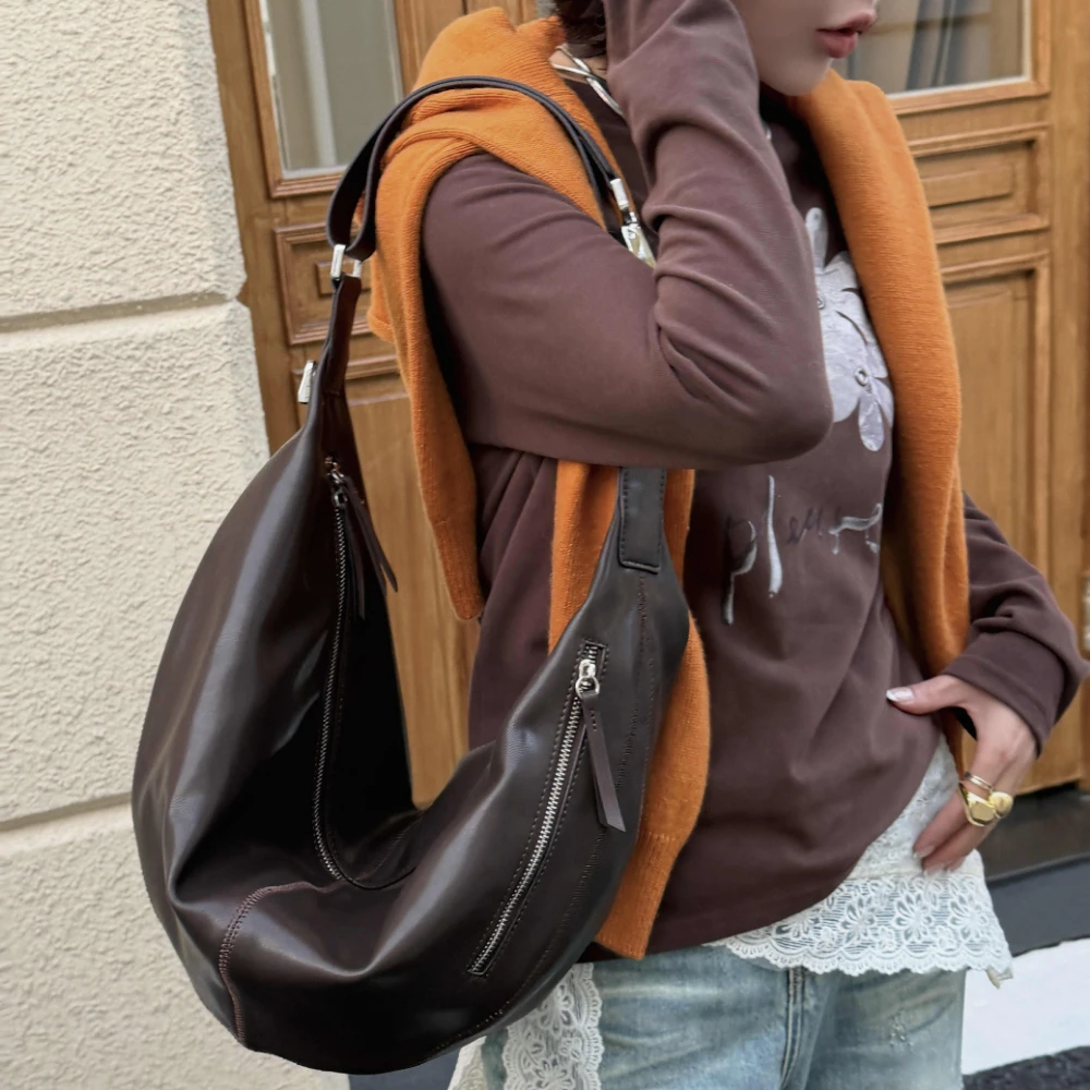 MOTINGSOME Shoulder Saddle Bags Natural Genuine Leather Woman Bag Halfmoon Shape Hobos Crossbody Spring New in Handbag 2026
