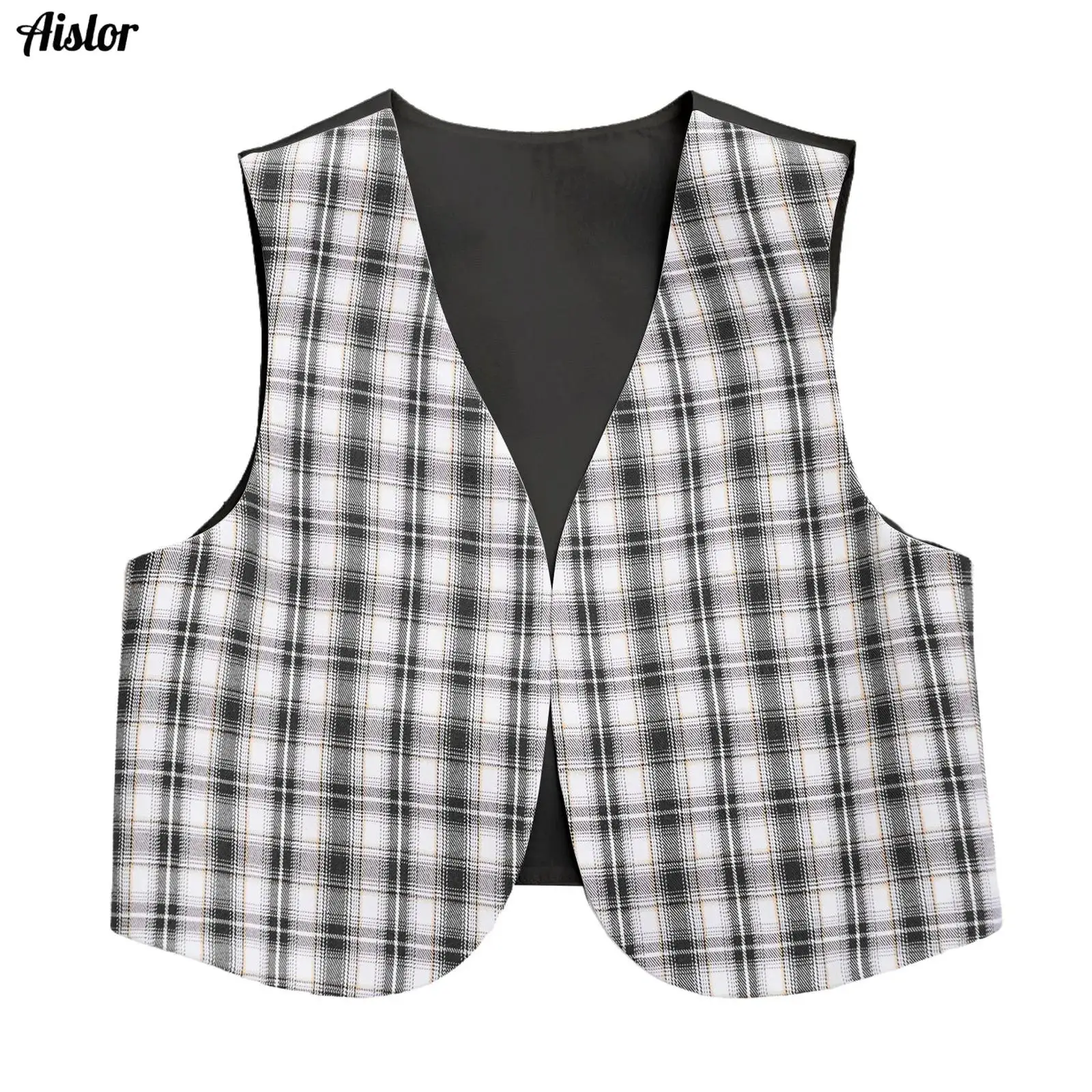 

Unisex Kids Boys Girls Plaid Checkers Vest Top Gentleman Vest Coat Adjustable Back Strap Open Waistcoat for Formal Party Prom