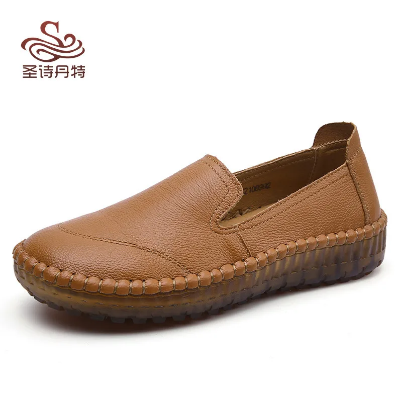 2023 Spring and Autumn New Top Layer Cowhide Lefu Shoes Flat Sole Single Shoe Slippers Lazy Shoes Female Nurse Shoes