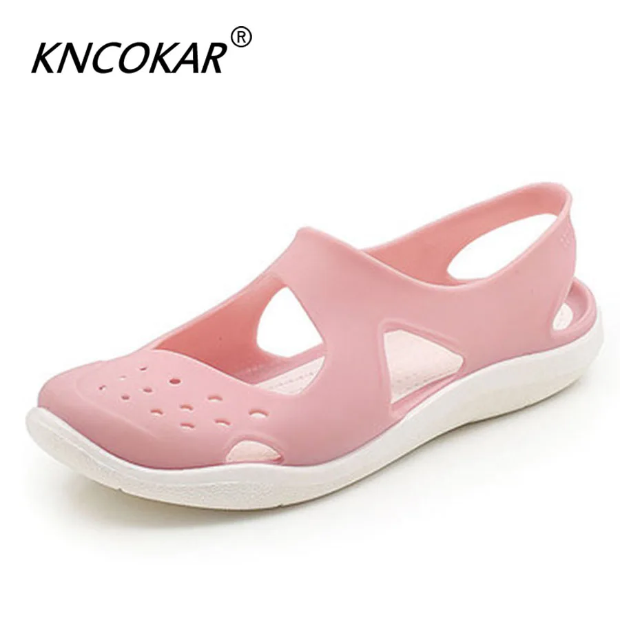 KNCOKAR Women New Non-Slip Soft Bottom Jelly Baotou Beach Sandals Plastic Sandals Women\'s Summer Women Sandals X1128