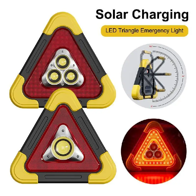 LED Emergency Alarm Triangle Light Solar Charging Mode 5 Roadside LED Emergency Alarm Triangle Light Car Safety Triangle Point