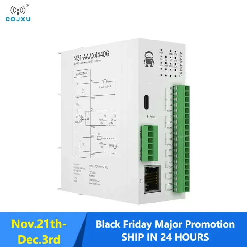 4DI+4AI+4DO Distributed Remote IO Module Analog Switch Acquisition COJXU M31-AAAX4440G Host Module Free Splicing PNP NPN