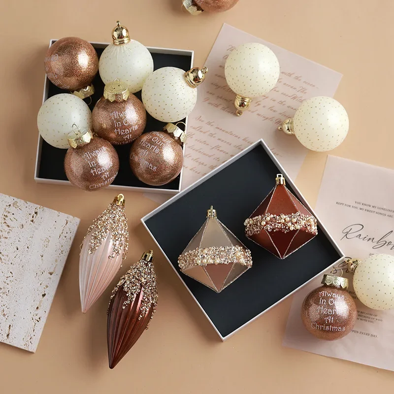 Special-shaped Christmas Ball Ornaments Bronze Champagne Christmas Tree Party Decoration New Year Christmas Spheres Pendant 2026