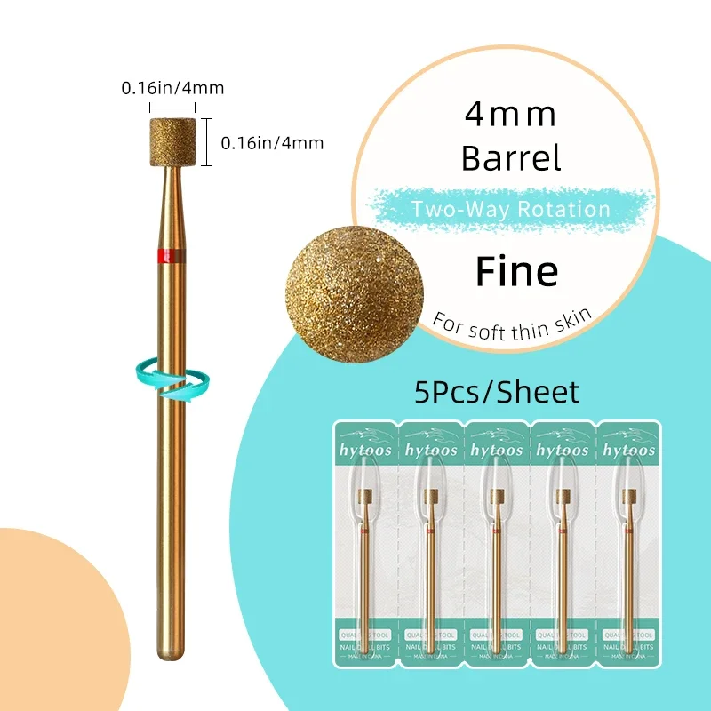 HYTOOS 5 Teile/satz Titan Nagel Bohrer Bits Diamant Häutchen Sauber Nagel Bit Professionelle Sicherheit Häutchen Abgestorbene Haut Nagel Reiniger Werkzeug