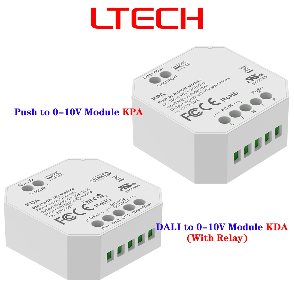 LTECH K Series DALI Push to 0-10V Smart Control Module KDA KPA,DALI to Triac/ELV Module KDT,PHSH-Relay Switch Module KDS KBS KMS