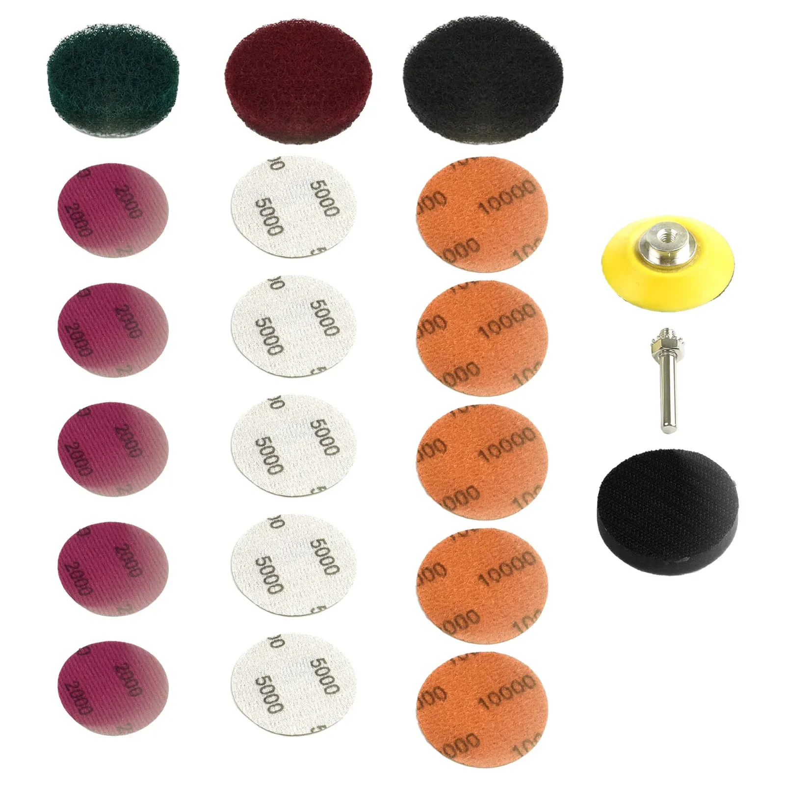 21Pcs 2 Inch 50mm Sandpaper Sanding Disc Soft Sponge Interface Buffering Pad Drill Adpter Set Headlight Abrasive Tools