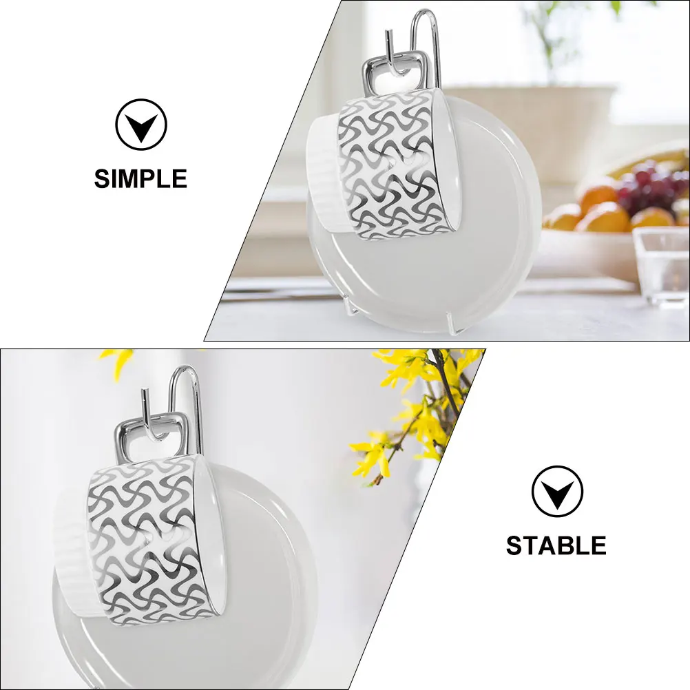 

3pcs Coffee Holder Silver Saucer Storage Display Stand Mug ganizer Iron Home Tea Plate Tea ganizer For Cabinet Shelf Storage