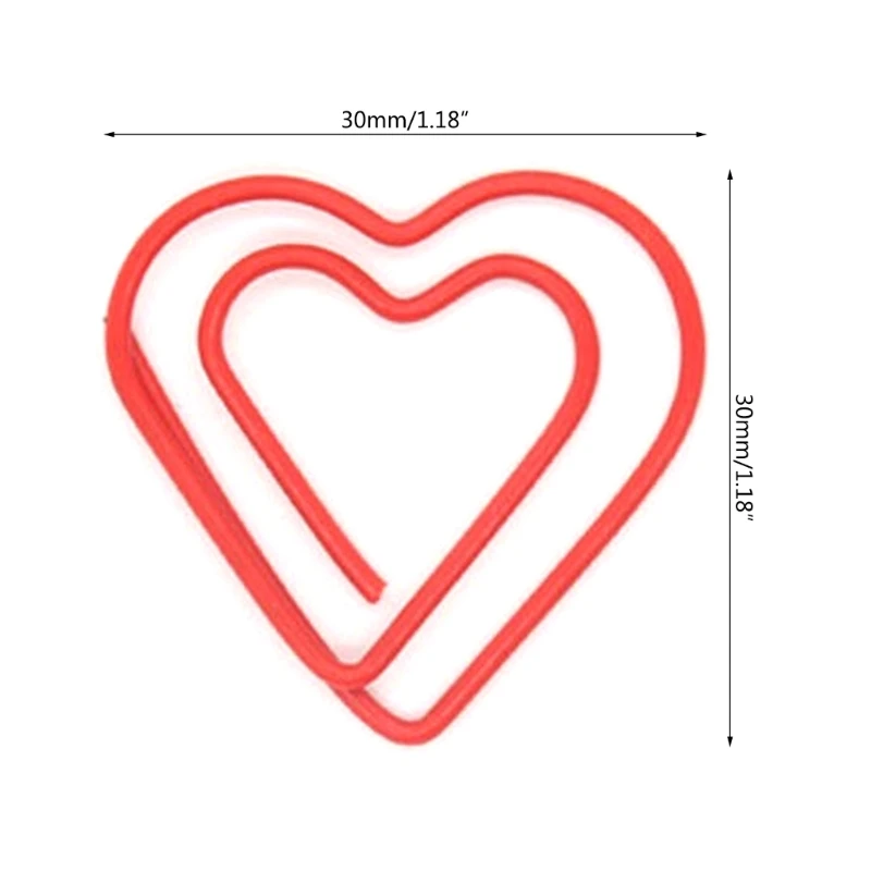 100 Stuks Hart Paperclip Metalen Paperclip Bestand Houder Clip Metalen Bladwijzers Pagina Divider voor Binding Bestand Papieren