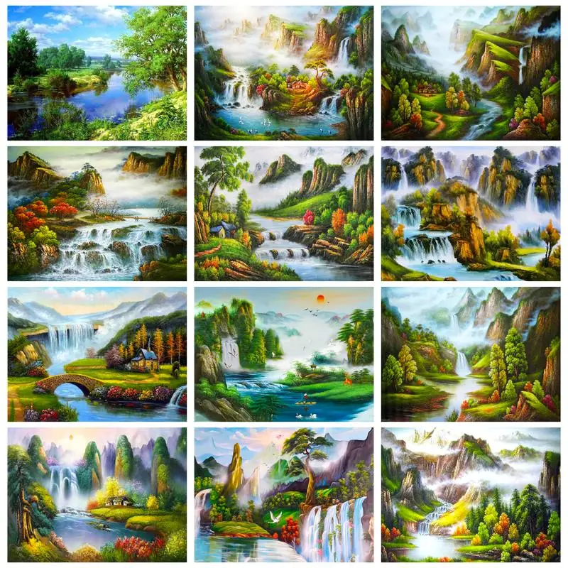 

RUOPOTY 5D DIY Diamond Painting Full Round/Square Waterfall Rhinestones Landscape Embroidery Sale Mosaic Cross Stitch Handicraft