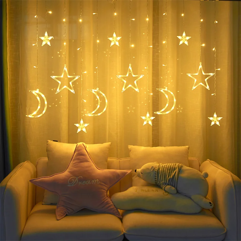 3.5M LED Star String Light Garland Fairy Lights String Star Lamp Outdoor Curtain Decor For Party Holiday Wedding Decoration