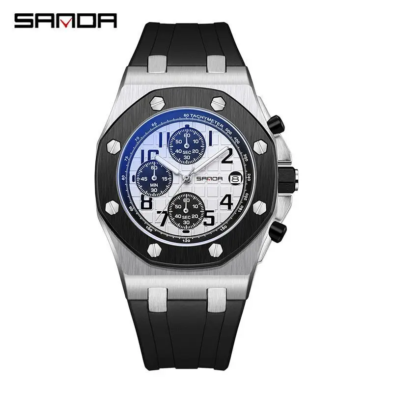 Free Shipping OUTLETSSADNANew Luminous Three Eyes and Six Needles Quartz Watch Fashion Trend Multi-Function Chronograph Calendar