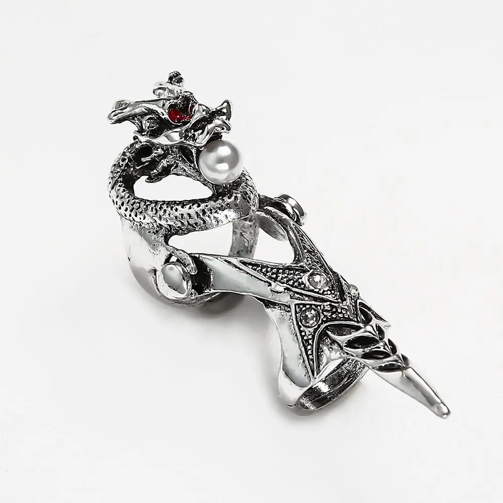 Adjustable Retro Punk Claw Ring Gothic Skull Finger Ring Alloy Knuckle Ring Dragon Ring Fashion Jewelry Korean Style Ring