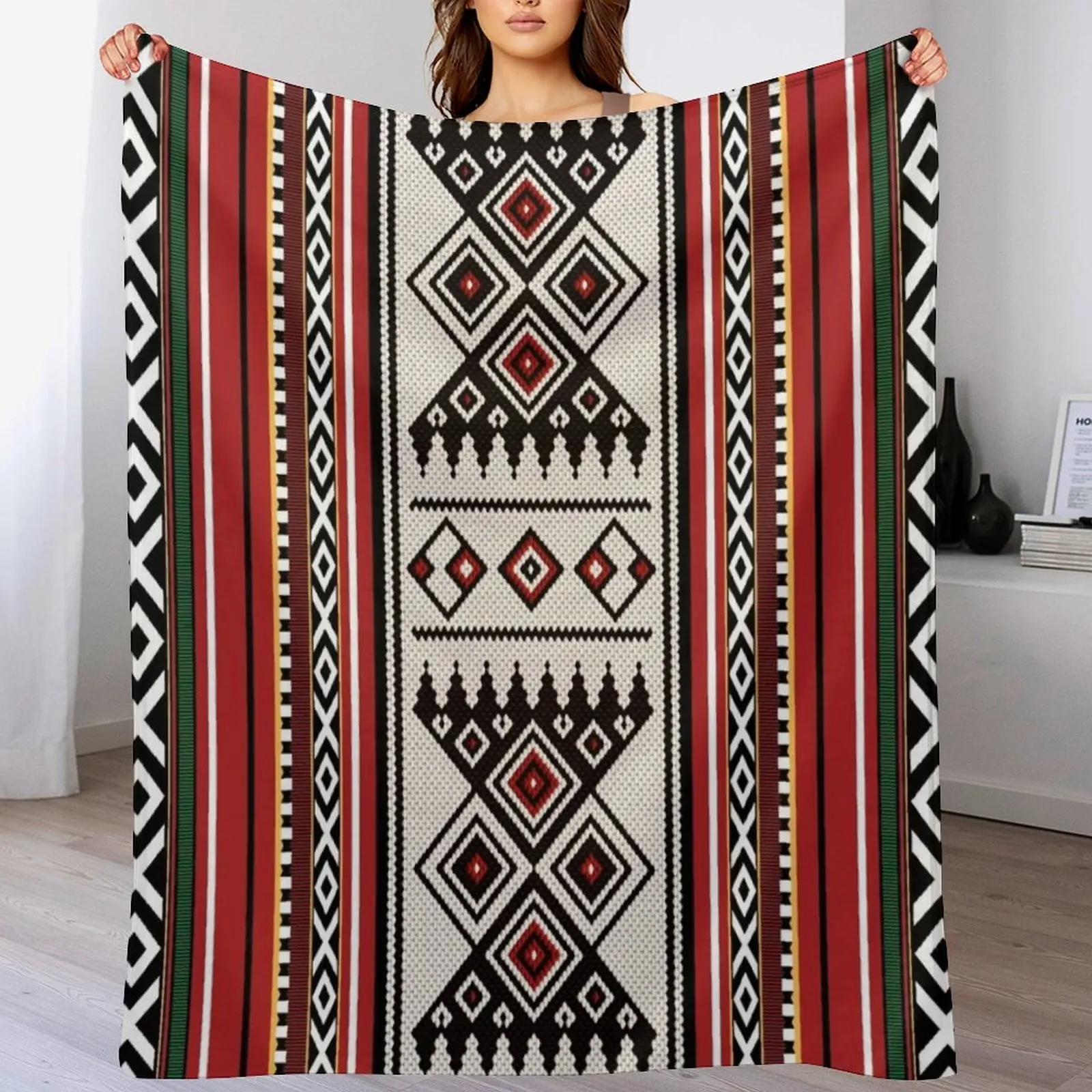 

Beautiful Sadu Texture Background Red Rug Vintage Pattern Throw Blanket Foldable Soft Warm Blanket for Outdoor Use