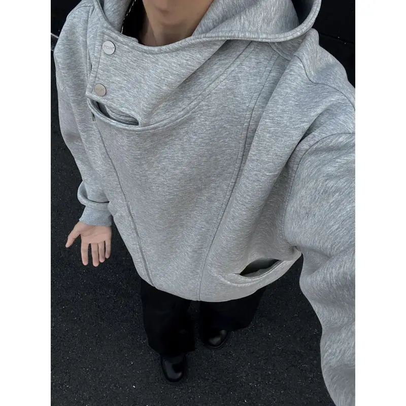 

Retro American Plaid Hooded Open Cardigan Sweatirt Men Women Spring Autumn Loose Casual Couple Outerwear Stand Fit