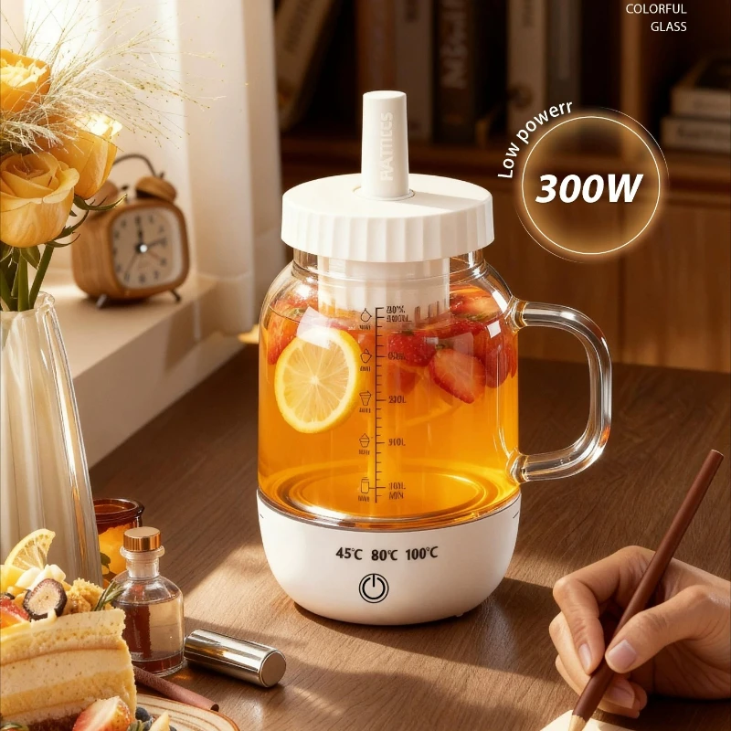

Portable Glass Electric Kettle Multi-functional Mini Travel Cup with Detachable Handle Boil Dry Protection Electric Stew Cup