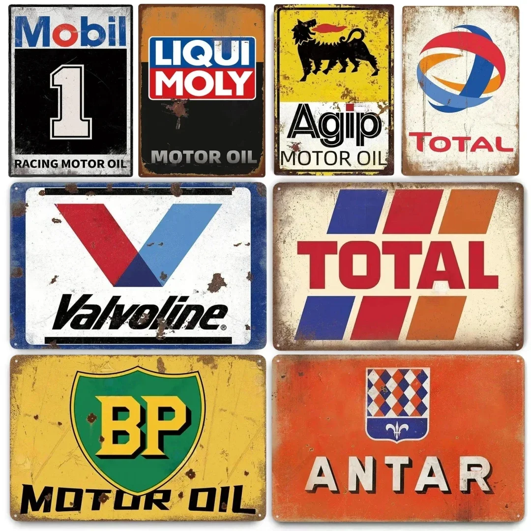 خمر Agip Ngk زيت المحرك الغاز سباق معدن القصدير تسجيل ملصق فني لوحات الحديد المرآب بار حانة نادي رجل الكهف ديكور المنزل جدار ديكو #1