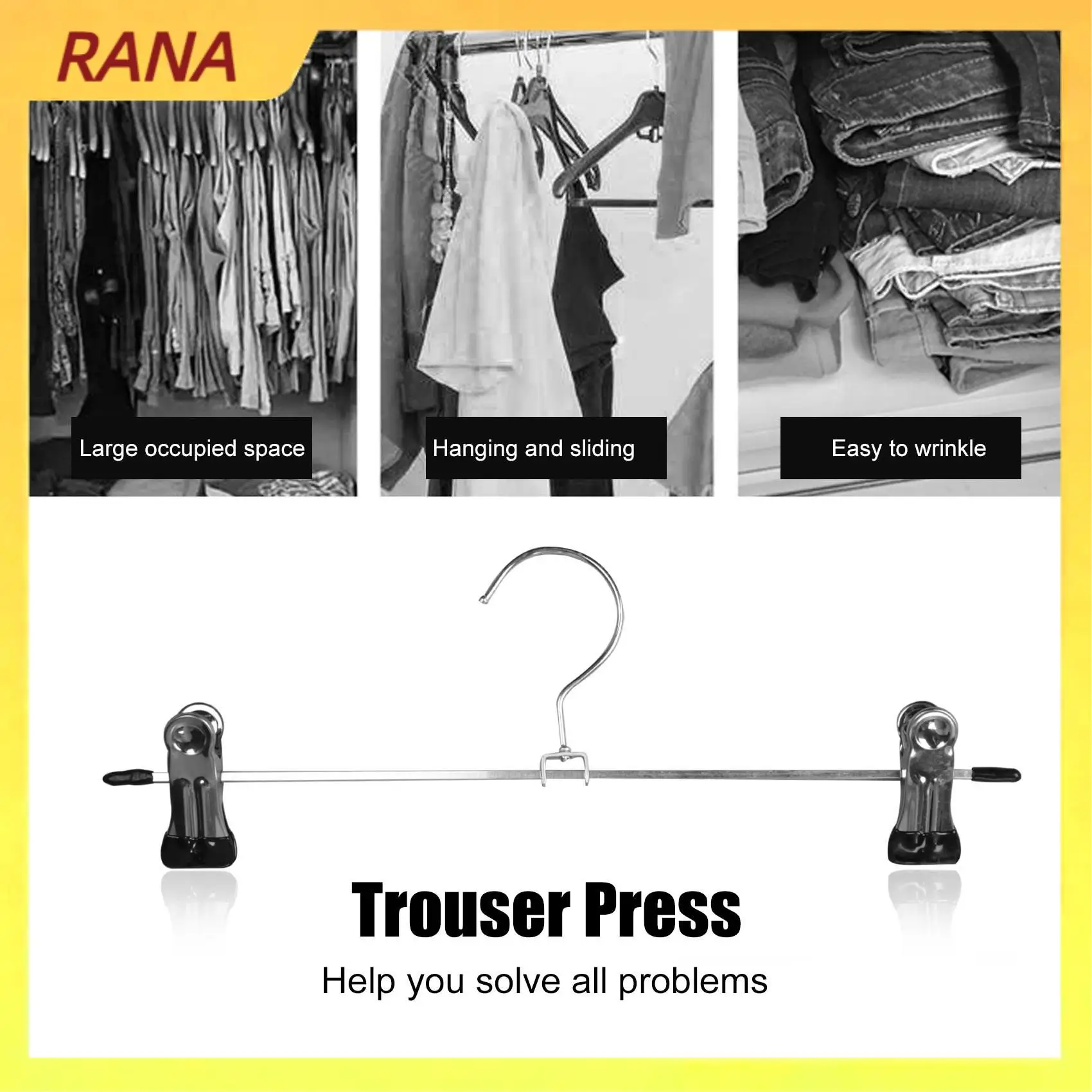 

RANA Pant Hangers Skirt Hangers With Clips 20 Pack Metal Trouser Clip Hangers For Space Saving, Ultra Thin Rust Resistant Hanger
