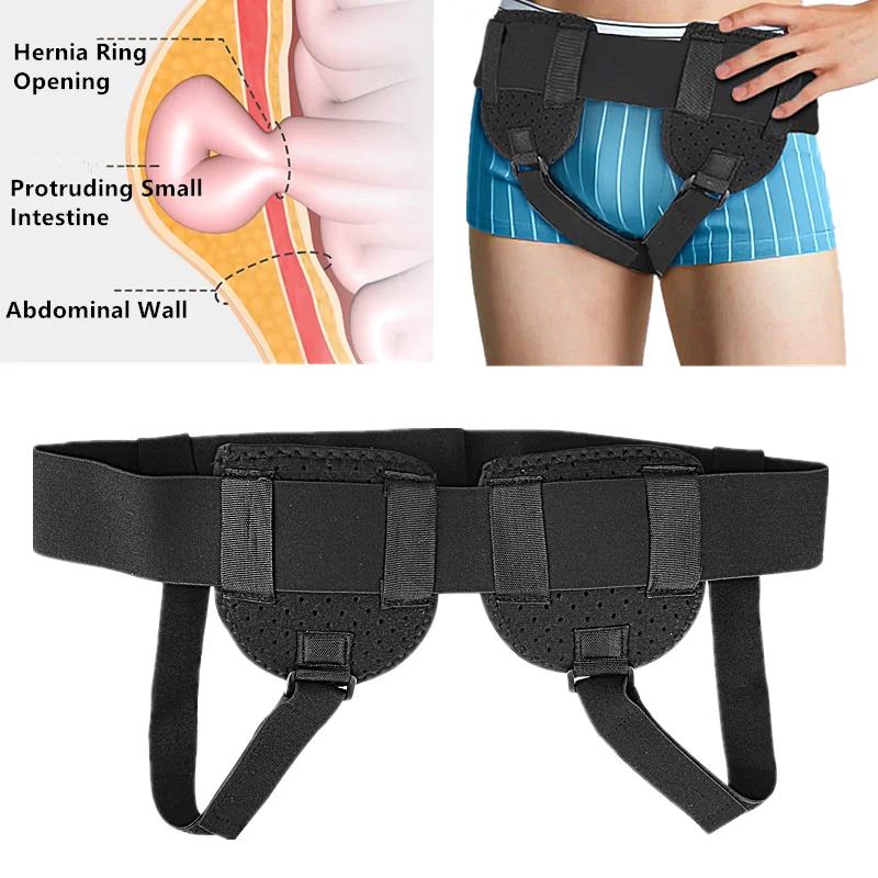 【B】Hernia Belt Groin Hernia Support Men Woman Bilateral Sports Hernia Adjustable Waist Strap With Removable Compression Pads
