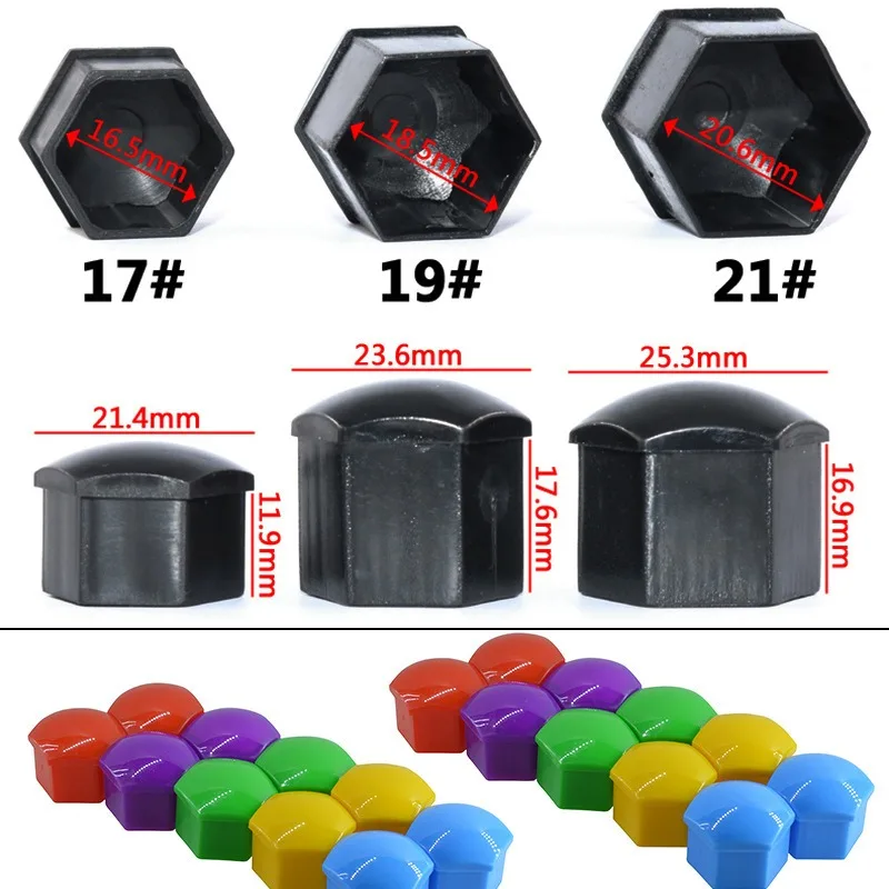 17/19/21mm 20pcs/set Car Wheel Nut Caps Protection Covers Caps Anti-Rust Auto Hub Screw Cover Tyre Nut Bolt Exterior Decoration