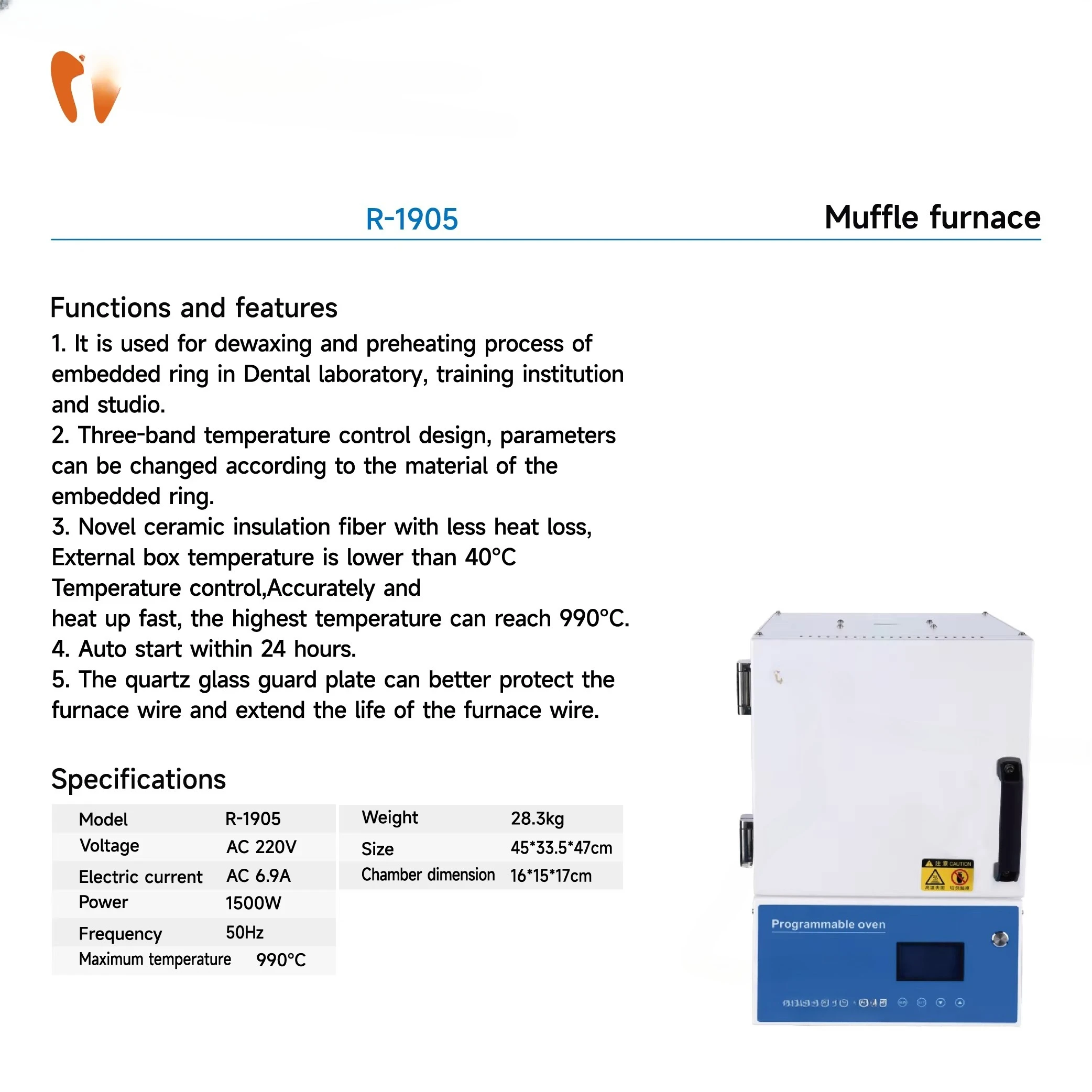 2026-معدات تسخين مختبر الأسنان المستوى 3 التحكم في درجة الحرارة 990c ارتفاع درجة الحرارة إزالة الشمع دثر فرن حرق الشمع #2