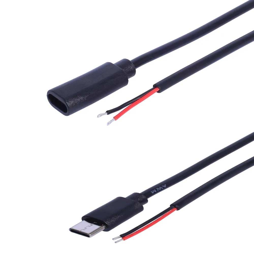 

USB C Charging Cable 5V 3A 15W 24AWG Single Type C to 2 Core Bare Wire Open End Cord DIY Install Phone Tablet USB C Connector