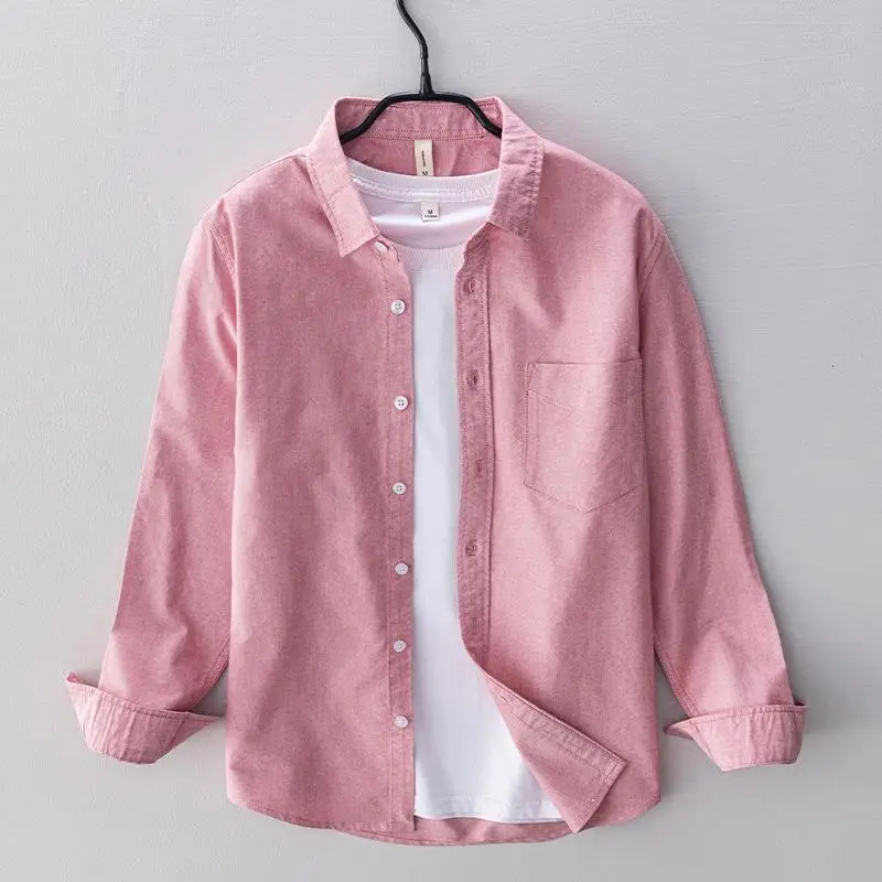 

Men's Long Sleeve Cotton Oxford Shirt Casual Style Spun Shirt Daily Wear Comfortable Fit Classic Color Pocket Detail