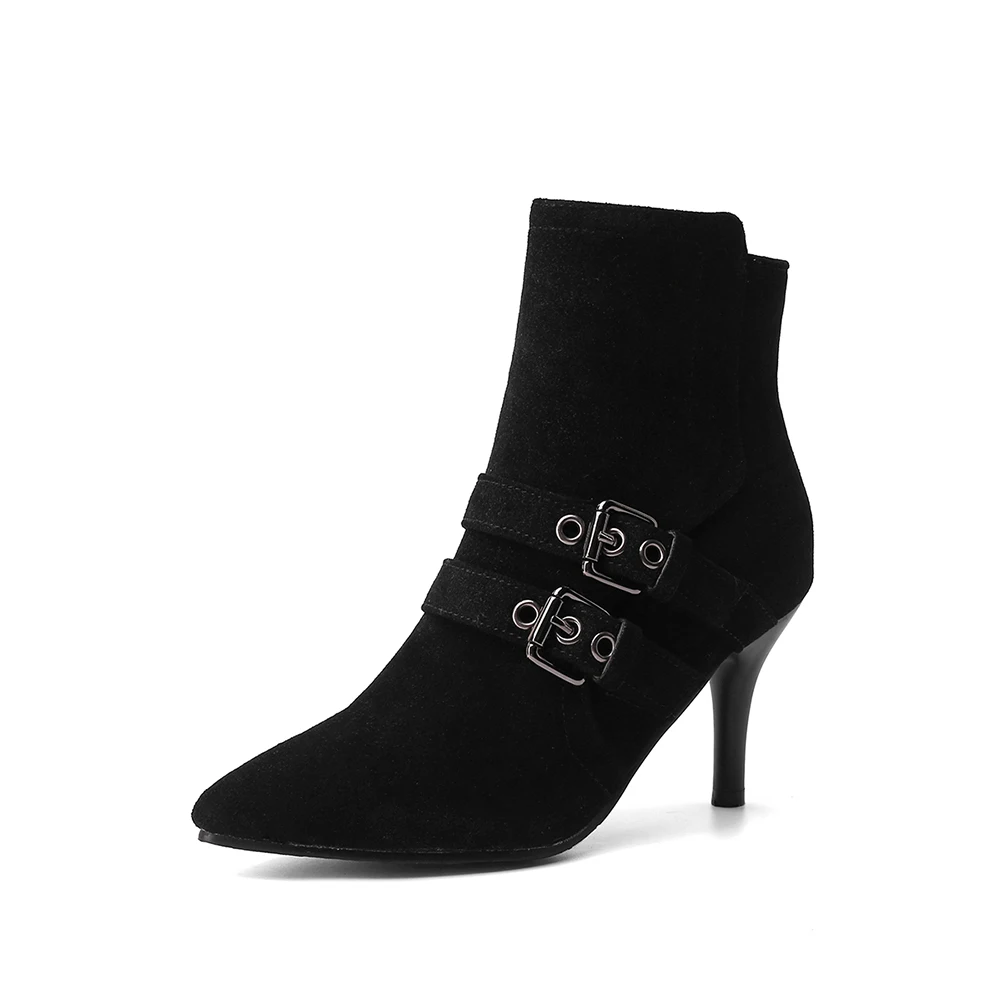 Sale Brand New Glamour Gray Black Women Ankle Boots High Heels Lady Dress Shoes Plus Big Small Size 12 30 43 45 48
