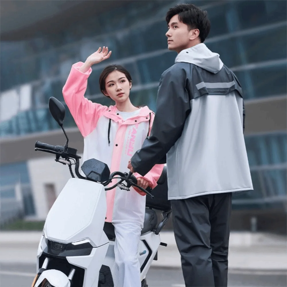 

Костюм-дождевик, утолщенный плащ, комплект дождевых штанов, стильный модный плащ с разрезом, стильный мотоциклетный плащ унисекс на ноге