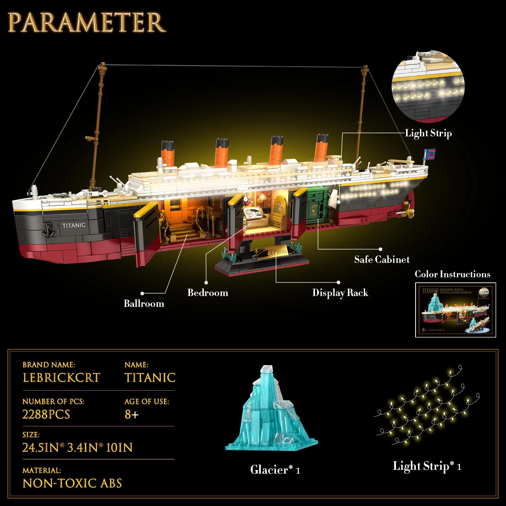 Juego de bloques de construcción Titanic para niños, juguete de ladrillos para armar barco Titanic de lujo, serie Moc City, ideal para regalo, código 2288, compatible con