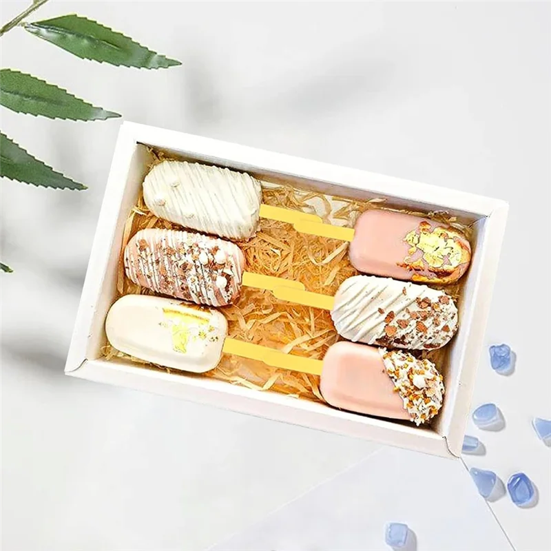 WORTHOWN-35 Stück goldene Acryl-Eis am Stiel, wiederverwendbar für Cakesicle-Sticks, große glitzernde Eis am Stiel
