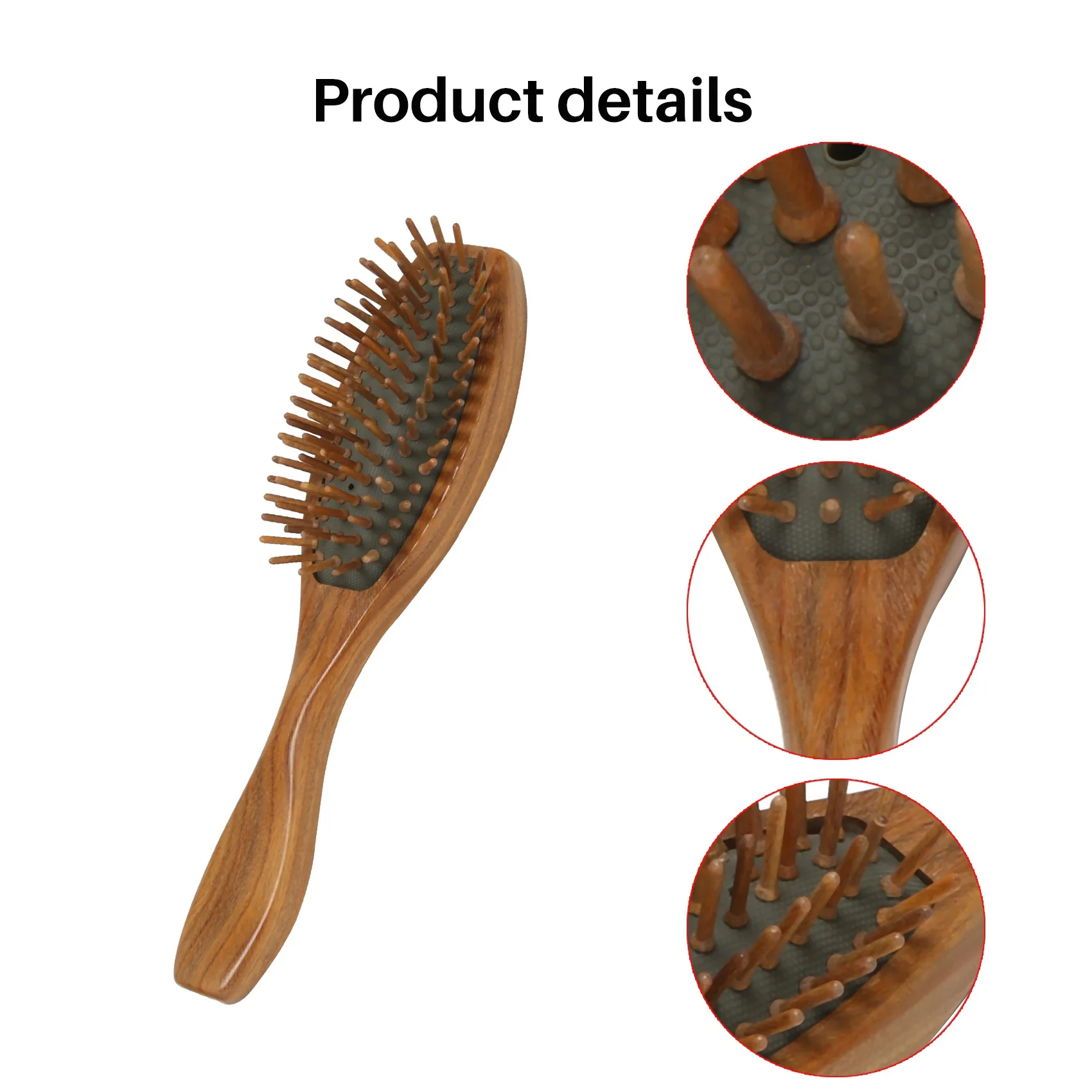 Brosse à cheveux en bois de santal, poignées naturelles faites à la main, peigne de massage, avec boîte cadeau